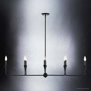 Urban Ambiance - Chandelier - UKC20552 Luxe Industrial Indoor Chandelier, 24.25''H x 11.5''W x 11.5''Dep, Black Finish, Penhurst Collection -