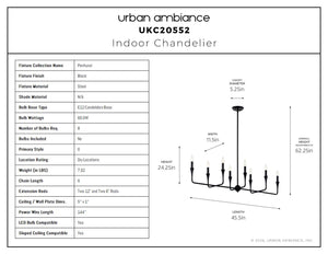 Urban Ambiance - Chandelier - UKC20552 Luxe Industrial Indoor Chandelier, 24.25''H x 11.5''W x 11.5''Dep, Black Finish, Penhurst Collection -