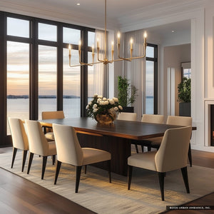 Urban Ambiance - Chandelier - UKC20553 Luxe Industrial Indoor Chandelier, 24.25''H x 11.5''W x 11.5''Dep, Champagne Bronze Finish, Penhurst Collection -