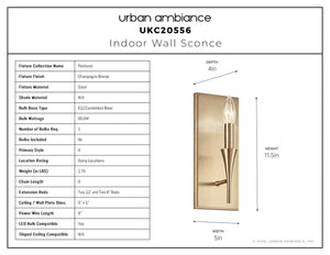 Urban Ambiance - Wall Sconce - UKC20556 Luxe Industrial Indoor Wall Sconce, 11.5''H x 5''W x 4''Dep, Champagne Bronze Finish, Penhurst Collection -