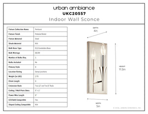 Urban Ambiance - Wall Sconce - UKC20557 Luxe Industrial Indoor Wall Sconce, 11.5''H x 5''W x 4''Dep, Polished Nickel Finish, Penhurst Collection -