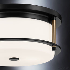 Urban Ambiance - Ceiling Light - UKC20560 Art Deco Indoor Ceiling Light, 5.5''H x 12''W x 12''Dep, Black Finish, Quinmere Collection -