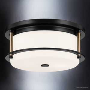 Urban Ambiance - Ceiling Light - UKC20560 Art Deco Indoor Ceiling Light, 5.5''H x 12''W x 12''Dep, Black Finish, Quinmere Collection -