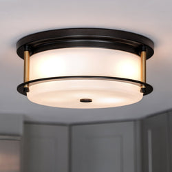 Urban Ambiance - Ceiling Light - UKC20560 Art Deco Indoor Ceiling Light, 5.5''H x 12''W x 12''Dep, Black Finish, Quinmere Collection -