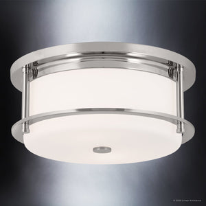 Urban Ambiance - Ceiling Light - UKC20562 Art Deco Indoor Ceiling Light, 5.5''H x 12''W x 12''Dep, Polished Nickel Finish, Quinmere Collection -