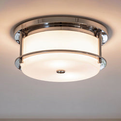 Urban Ambiance - Ceiling Light - UKC20562 Art Deco Indoor Ceiling Light, 5.5''H x 12''W x 12''Dep, Polished Nickel Finish, Quinmere Collection -