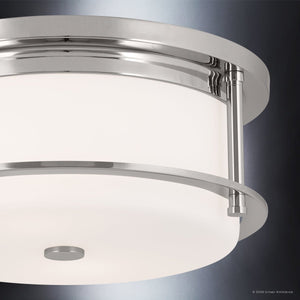Urban Ambiance - Ceiling Light - UKC20562 Art Deco Indoor Ceiling Light, 5.5''H x 12''W x 12''Dep, Polished Nickel Finish, Quinmere Collection -