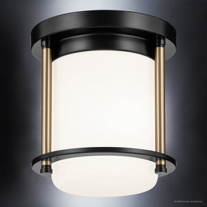Urban Ambiance - Ceiling Light - UKC20563 Art Deco Indoor Ceiling Light, 7.75''H x 7.25''W x 7.25''Dep, Black Finish, Quinmere Collection -