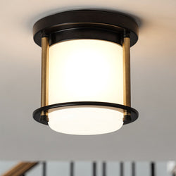Urban Ambiance - Ceiling Light - UKC20563 Art Deco Indoor Ceiling Light, 7.75''H x 7.25''W x 7.25''Dep, Black Finish, Quinmere Collection -