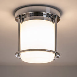 Urban Ambiance - Ceiling Light - UKC20565 Art Deco Indoor Ceiling Light, 7.75''H x 7.25''W x 7.25''Dep, Polished Nickel Finish, Quinmere Collection -