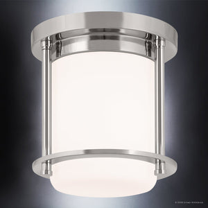 Urban Ambiance - Ceiling Light - UKC20565 Art Deco Indoor Ceiling Light, 7.75''H x 7.25''W x 7.25''Dep, Polished Nickel Finish, Quinmere Collection -