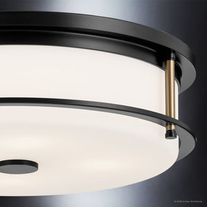 Urban Ambiance - Ceiling Light - UKC20566 Art Deco Indoor Ceiling Light, 5.5''H x 18''W x 18''Dep, Black Finish, Quinmere Collection -