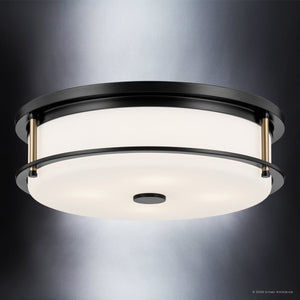 Urban Ambiance - Ceiling Light - UKC20566 Art Deco Indoor Ceiling Light, 5.5''H x 18''W x 18''Dep, Black Finish, Quinmere Collection -