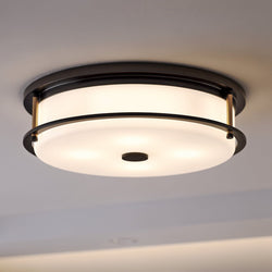 Urban Ambiance - Ceiling Light - UKC20566 Art Deco Indoor Ceiling Light, 5.5''H x 18''W x 18''Dep, Black Finish, Quinmere Collection -