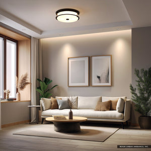 Urban Ambiance - Ceiling Light - UKC20566 Art Deco Indoor Ceiling Light, 5.5''H x 18''W x 18''Dep, Black Finish, Quinmere Collection -