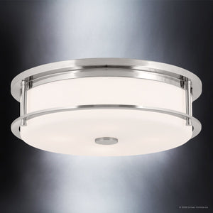 Urban Ambiance - Ceiling Light - UKC20568 Art Deco Indoor Ceiling Light, 5.5''H x 18''W x 18''Dep, Polished Nickel Finish, Quinmere Collection -