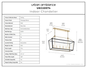 Urban Ambiance - Chandelier - UKC20574 New Traditional Indoor Chandelier, 26''H x 16''W x 16''Dep, Champagne Bronze Finish, Sterling Collection -