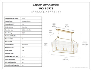 Urban Ambiance - Chandelier - UKC20575 New Traditional Indoor Chandelier, 26''H x 16''W x 16''Dep, Champagne Bronze Finish, Sterling Collection -