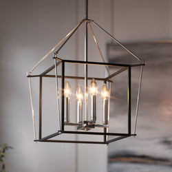 Urban Ambiance - Chandelier - UKC20581 Transitional Indoor Chandelier, 21.25''H x 16''W x 16''Dep, Polished Nickel Finish, Thornfield Collection -
