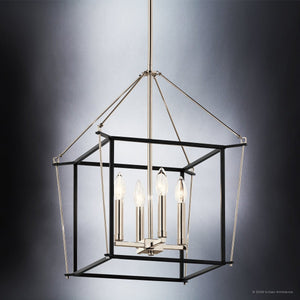 Urban Ambiance - Chandelier - UKC20581 Transitional Indoor Chandelier, 21.25''H x 16''W x 16''Dep, Polished Nickel Finish, Thornfield Collection -