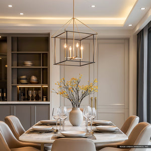 Urban Ambiance - Chandelier - UKC20582 Transitional Indoor Chandelier, 30''H x 22.25''W x 22.25''Dep, Champagne Bronze Finish, Thornfield Collection -