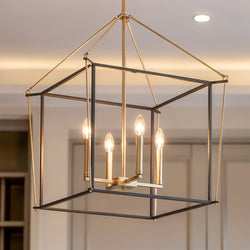 Urban Ambiance - Chandelier - UKC20582 Transitional Indoor Chandelier, 30''H x 22.25''W x 22.25''Dep, Champagne Bronze Finish, Thornfield Collection -