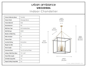 Urban Ambiance - Chandelier - UKC20584 Transitional Indoor Chandelier, 40.25''H x 28.25''W x 28.25''Dep, Champagne Bronze Finish, Thornfield Collection -