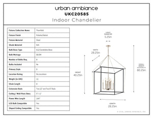 Urban Ambiance - Chandelier - UKC20585 Transitional Indoor Chandelier, 40.25''H x 28.25''W x 28.25''Dep, Polished Nickel Finish, Thornfield Collection -