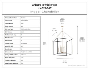 Urban Ambiance - Chandelier - UKC20587 Transitional Indoor Chandelier, 50''H x 34.75''W x 34.75''Dep, Polished Nickel Finish, Thornfield Collection -