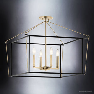 Urban Ambiance - Ceiling Light - UKC20588 Transitional Indoor Ceiling Light, 20''H x 24''W x 24''Dep, Champagne Bronze Finish, Thornfield Collection -