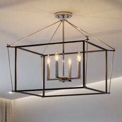 Urban Ambiance - Ceiling Light - UKC20589 Transitional Indoor Ceiling Light, 20''H x 24''W x 24''Dep, Polished Nickel Finish, Thornfield Collection -