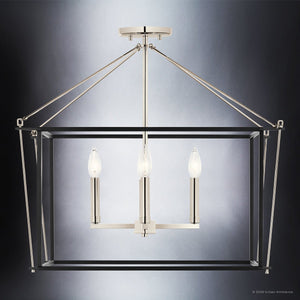 Urban Ambiance - Ceiling Light - UKC20589 Transitional Indoor Ceiling Light, 20''H x 24''W x 24''Dep, Polished Nickel Finish, Thornfield Collection -