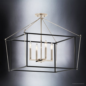 Urban Ambiance - Ceiling Light - UKC20589 Transitional Indoor Ceiling Light, 20''H x 24''W x 24''Dep, Polished Nickel Finish, Thornfield Collection -