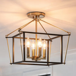 Urban Ambiance - Ceiling Light - UKC20590 Transitional Indoor Ceiling Light, 14''H x 16''W x 16''Dep, Champagne Bronze Finish, Thornfield Collection -