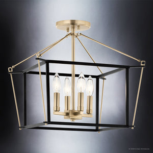 Urban Ambiance - Ceiling Light - UKC20590 Transitional Indoor Ceiling Light, 14''H x 16''W x 16''Dep, Champagne Bronze Finish, Thornfield Collection -