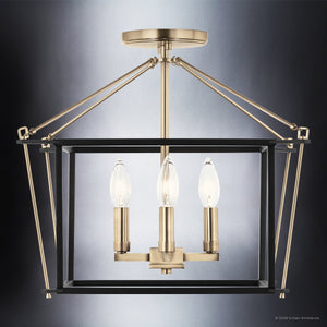 Urban Ambiance - Ceiling Light - UKC20590 Transitional Indoor Ceiling Light, 14''H x 16''W x 16''Dep, Champagne Bronze Finish, Thornfield Collection -