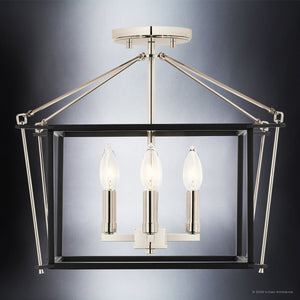 Urban Ambiance - Ceiling Light - UKC20591 Transitional Indoor Ceiling Light, 14''H x 16''W x 16''Dep, Polished Nickel Finish, Thornfield Collection -