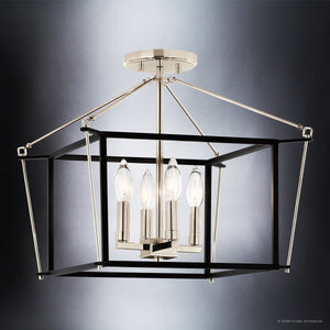 Urban Ambiance - Ceiling Light - UKC20591 Transitional Indoor Ceiling Light, 14''H x 16''W x 16''Dep, Polished Nickel Finish, Thornfield Collection -