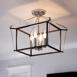 Urban Ambiance - Ceiling Light - UKC20591 Transitional Indoor Ceiling Light, 14''H x 16''W x 16''Dep, Polished Nickel Finish, Thornfield Collection -