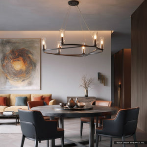 Urban Ambiance - Chandelier - UKC20600 Luxe Industrial Indoor Chandelier, 8.5''H x 37.75''W x 37.75''Dep, Black Finish, Yorkdale Collection -