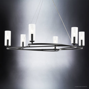Urban Ambiance - Chandelier - UKC20600 Luxe Industrial Indoor Chandelier, 8.5''H x 37.75''W x 37.75''Dep, Black Finish, Yorkdale Collection -