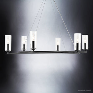 Urban Ambiance - Chandelier - UKC20600 Luxe Industrial Indoor Chandelier, 8.5''H x 37.75''W x 37.75''Dep, Black Finish, Yorkdale Collection -