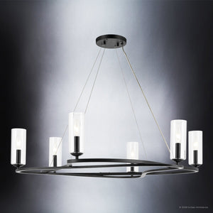 Urban Ambiance - Chandelier - UKC20600 Luxe Industrial Indoor Chandelier, 8.5''H x 37.75''W x 37.75''Dep, Black Finish, Yorkdale Collection -