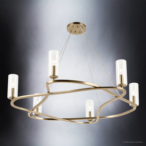 Urban Ambiance - Chandelier - UKC20601 Luxe Industrial Indoor Chandelier, 8.5''H x 37.75''W x 37.75''Dep, Champagne Bronze Finish, Yorkdale Collection -