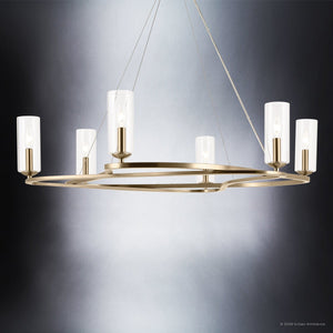 Urban Ambiance - Chandelier - UKC20601 Luxe Industrial Indoor Chandelier, 8.5''H x 37.75''W x 37.75''Dep, Champagne Bronze Finish, Yorkdale Collection -