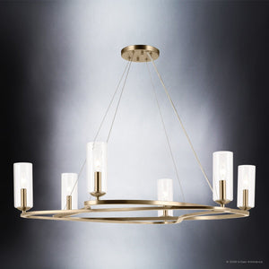 Urban Ambiance - Chandelier - UKC20601 Luxe Industrial Indoor Chandelier, 8.5''H x 37.75''W x 37.75''Dep, Champagne Bronze Finish, Yorkdale Collection -