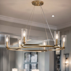 Urban Ambiance - Chandelier - UKC20601 Luxe Industrial Indoor Chandelier, 8.5''H x 37.75''W x 37.75''Dep, Champagne Bronze Finish, Yorkdale Collection -