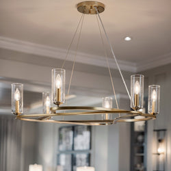 Urban Ambiance - Chandelier - UKC20601 Luxe Industrial Indoor Chandelier, 8.5''H x 37.75''W x 37.75''Dep, Champagne Bronze Finish, Yorkdale Collection -