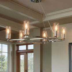 Urban Ambiance - Chandelier - UKC20602 Luxe Industrial Indoor Chandelier, 8.5''H x 37.75''W x 37.75''Dep, Polished Nickel Finish, Yorkdale Collection -