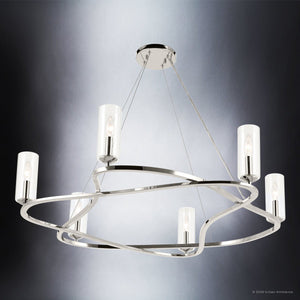 Urban Ambiance - Chandelier - UKC20602 Luxe Industrial Indoor Chandelier, 8.5''H x 37.75''W x 37.75''Dep, Polished Nickel Finish, Yorkdale Collection -